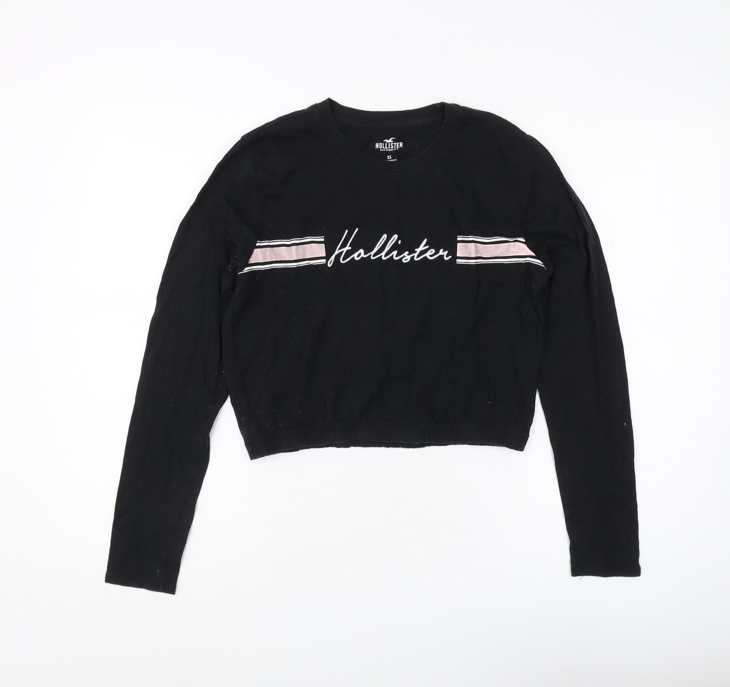 Hollister Women's Black Cropped T-Shirt XS