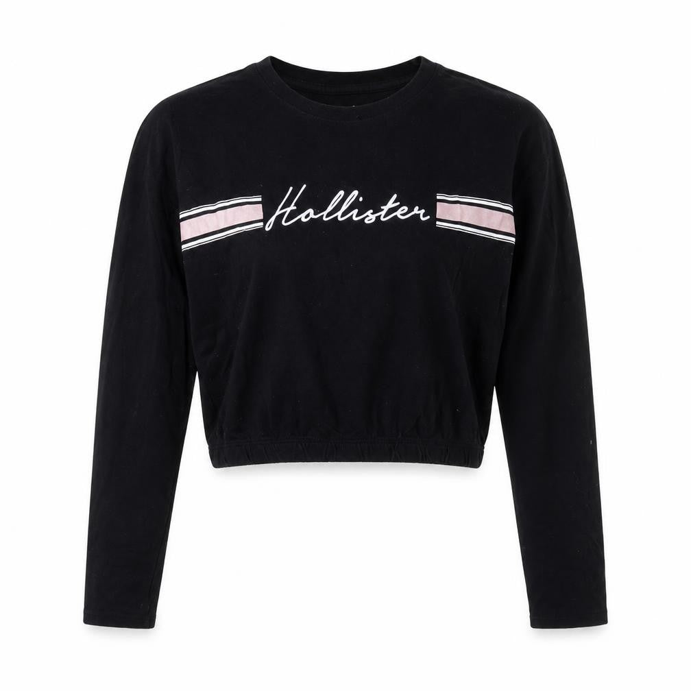 Hollister Women's Black Cropped T-Shirt XS