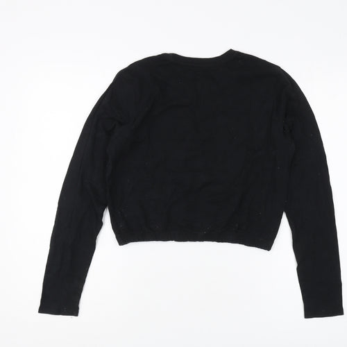 Hollister Women's Black Cropped T-Shirt XS
