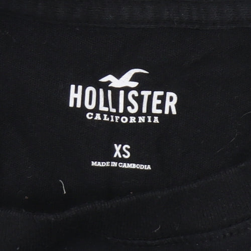 Hollister Women's Black Cropped T-Shirt XS