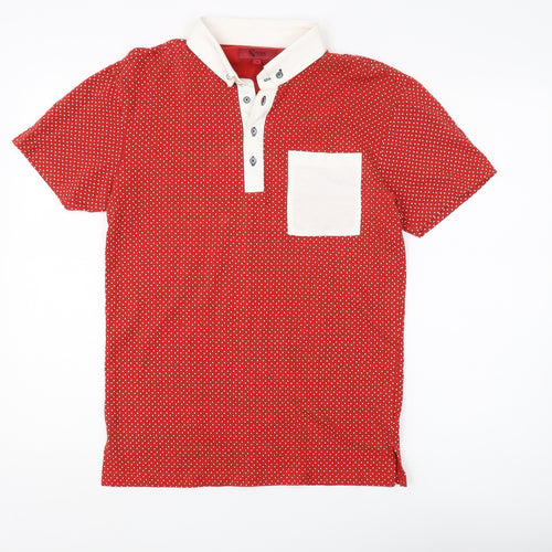 Swade Men's Red Polka Dot Short Sleeve Polo M