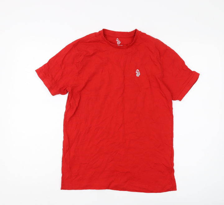 Luke Men's Red Medium Cotton Crew Neck T-Shirt