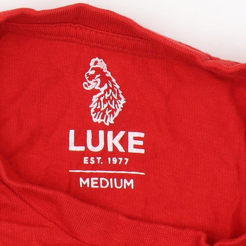 Luke Men's Red Medium Cotton Crew Neck T-Shirt