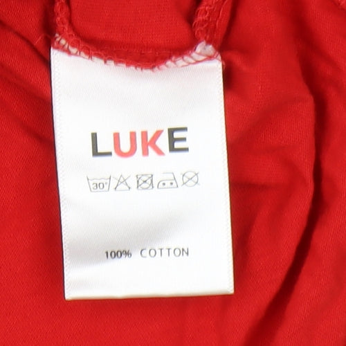 Luke Men's Red Medium Cotton Crew Neck T-Shirt