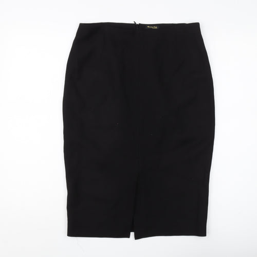 Massimo Dutti Women's Black Pencil Midi Skirt Size 12