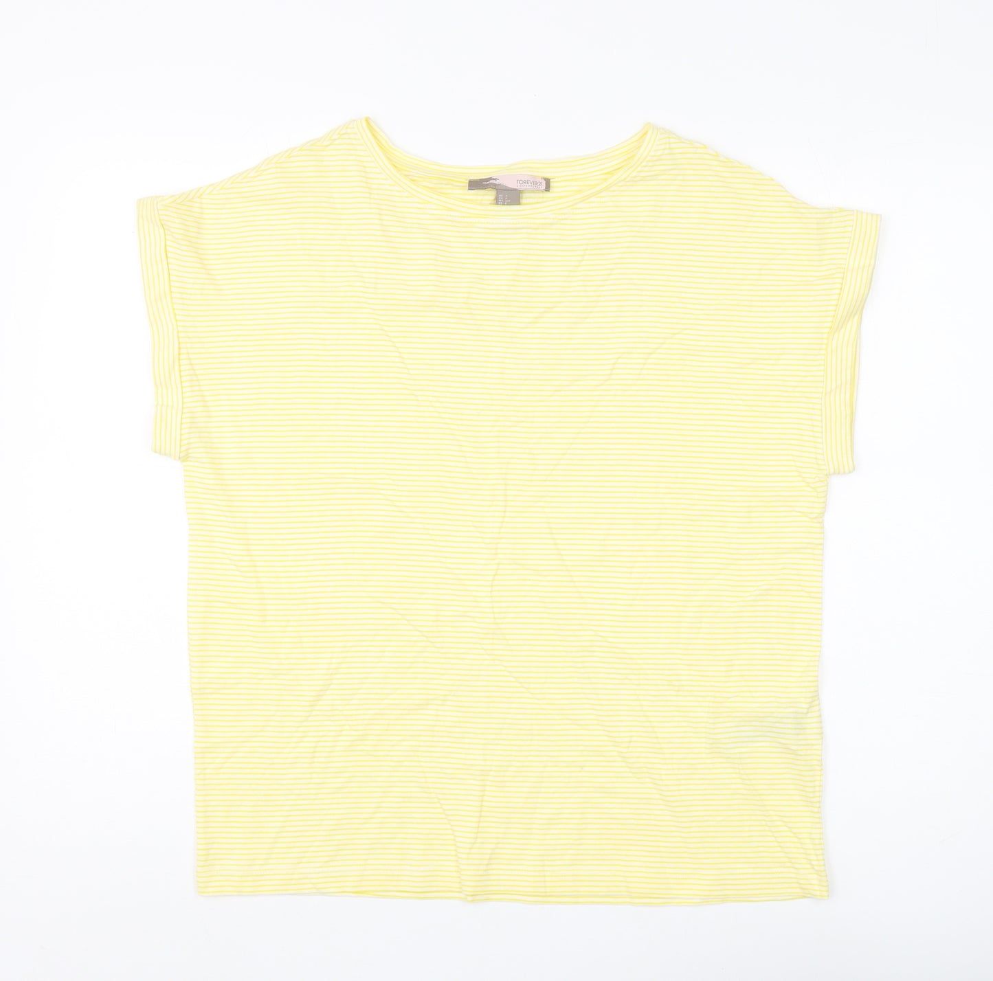 Forever 21 Women's Yellow Striped T-Shirt S