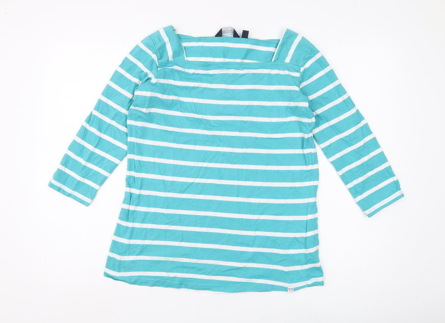 Regatta Women's Blue Striped Boat Neck Top, Size 16