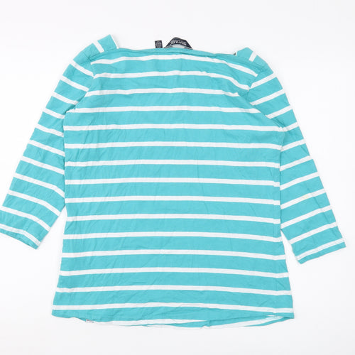 Regatta Women's Blue Striped Boat Neck Top, Size 16
