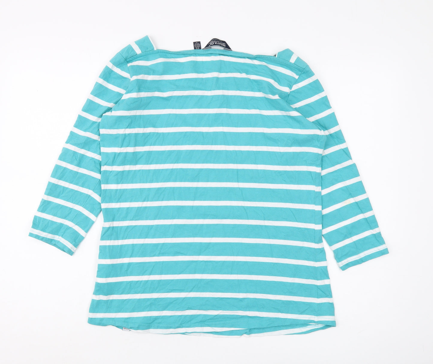 Regatta Women's Blue Striped Boat Neck Top, Size 16