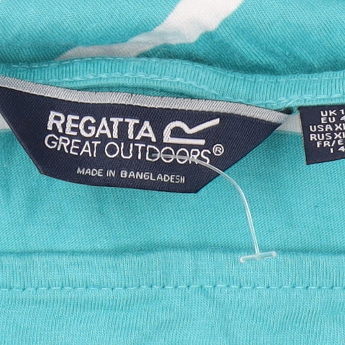Regatta Women's Blue Striped Boat Neck Top, Size 16