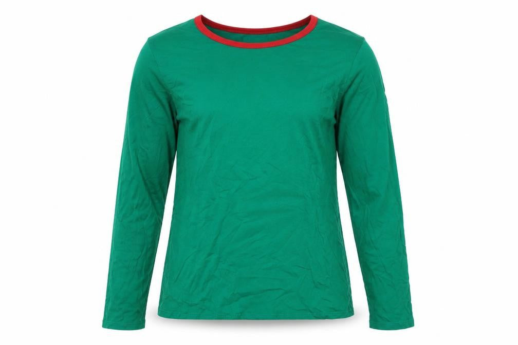 Front view of Lands' End Green Ringer T-Shirt - M - Casual unisex