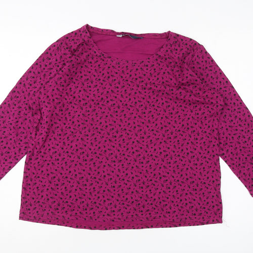 Isle Women's Pink Floral Blouse, Round Neck, Size L