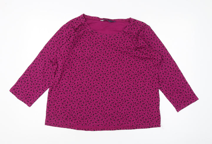 Isle Women's Pink Floral Blouse, Round Neck, Size L