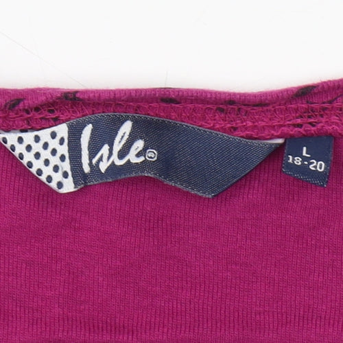 Isle Women's Pink Floral Blouse, Round Neck, Size L