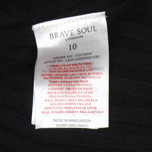 Brave Soul Women's Black Midi Bodycon Dress Size 10