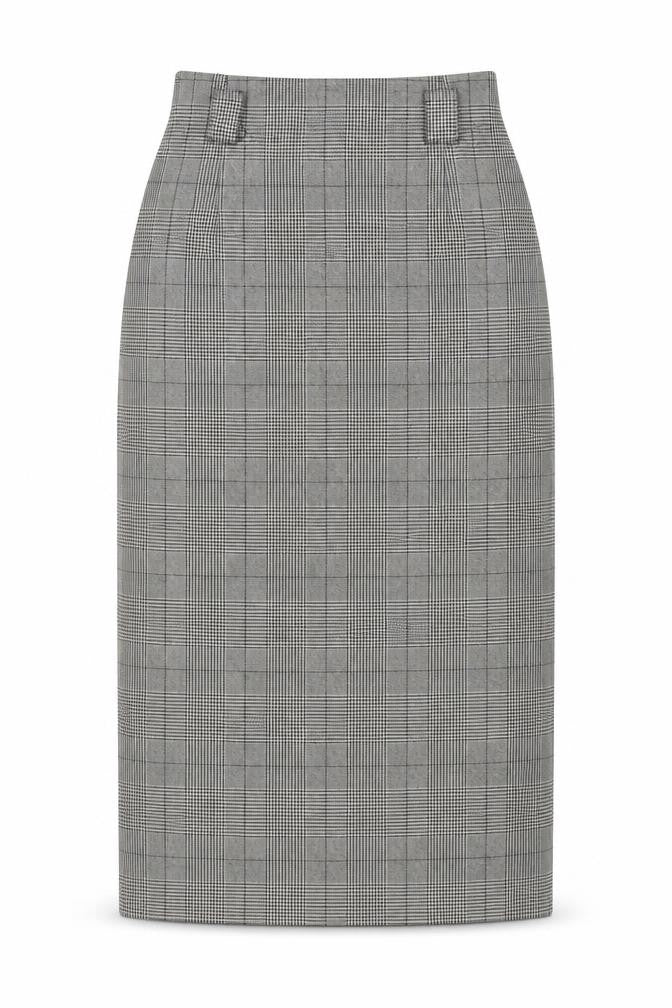 Front view of St Michael Women's Black Check Pencil Skirt, size 10