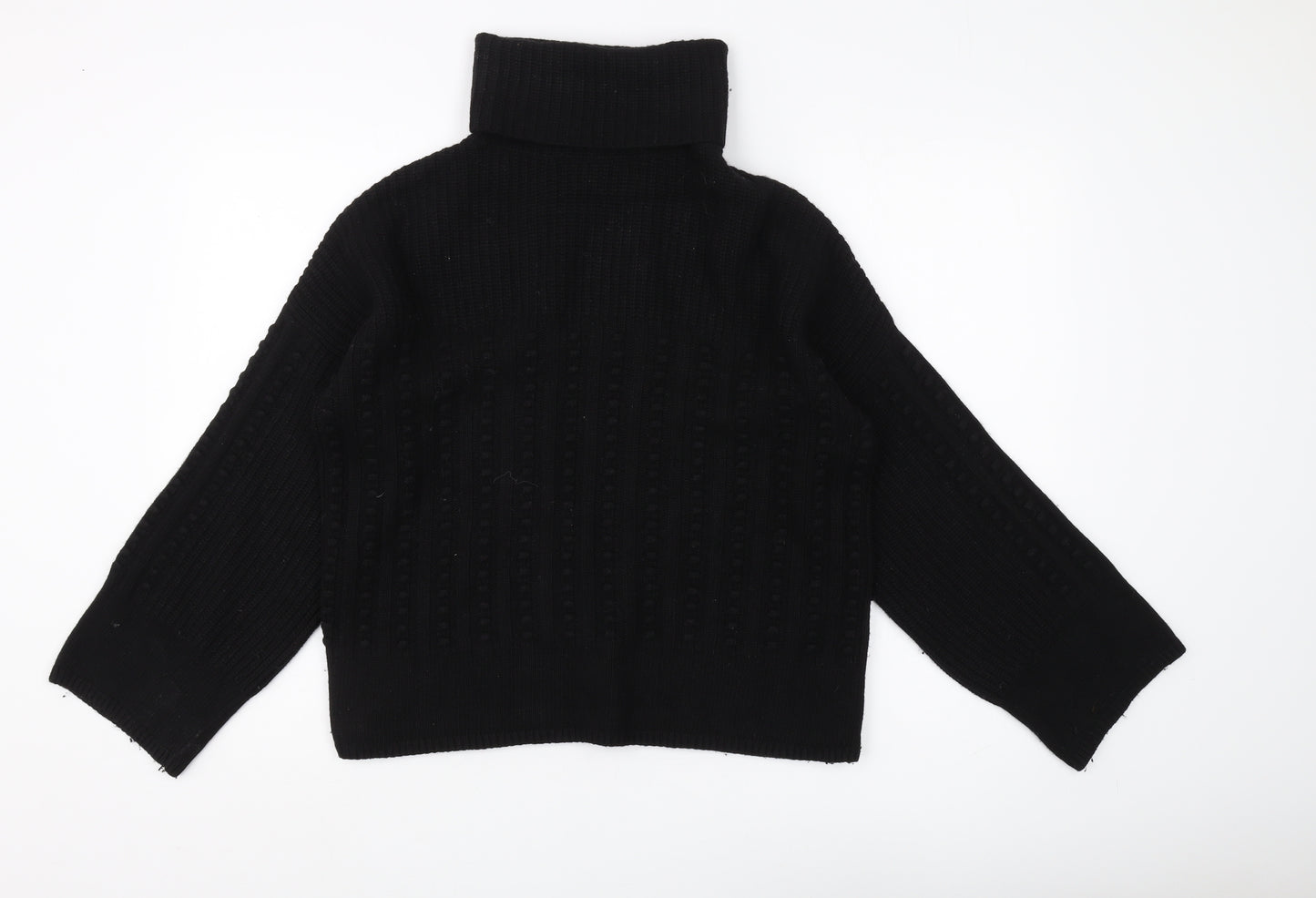 Massimo Dutti Women's Black Roll Neck Jumper M