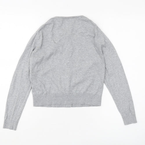 Uniqlo Girls Grey Cardigan 9-10 Years Cotton Buttoned