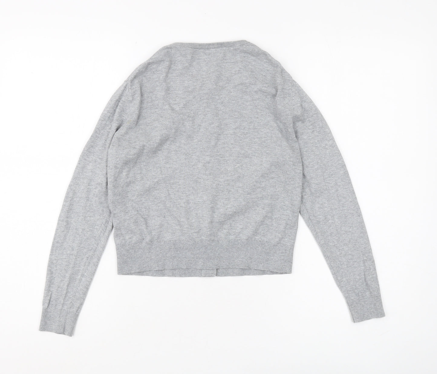Uniqlo Girls Grey Cardigan 9-10 Years Cotton Buttoned