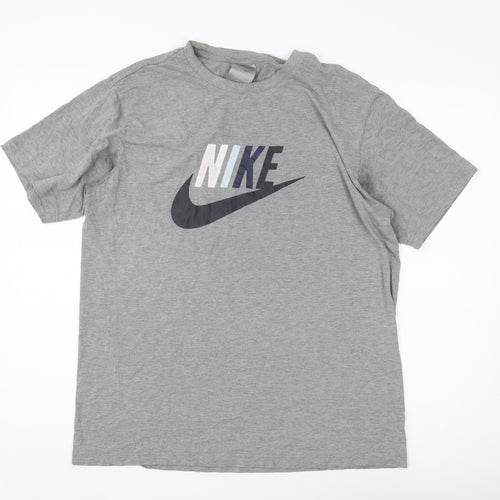 Nike Men's Grey Crew Neck Graphic Print T-Shirt L
