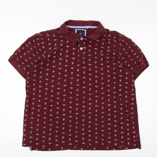 Crew Clothing Co Men's Red Paisley Polo Shirt XL