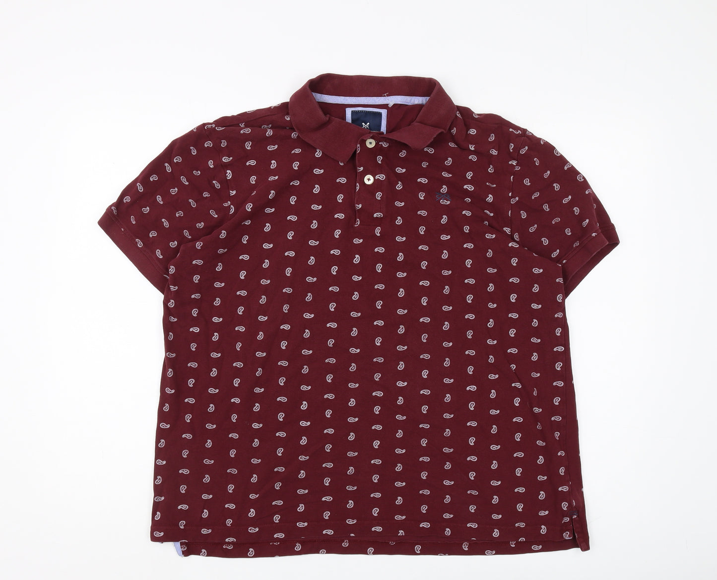 Crew Clothing Co Men's Red Paisley Polo Shirt XL