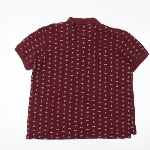 Crew Clothing Co Men's Red Paisley Polo Shirt XL