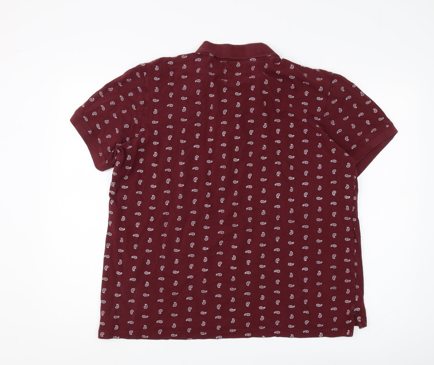Crew Clothing Co Men's Red Paisley Polo Shirt XL