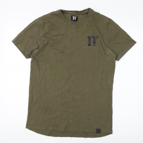 11 Degrees Men's Green L Solid Crew Neck T-Shirt
