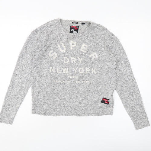Superdry Women's Grey Sweater, Crew Neck, Size S
