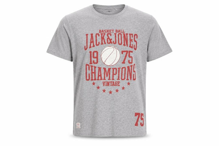 Jack & Jones Men's Grey Graphic Print T-Shirt L