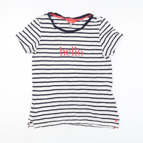 Joules Women's Striped T-Shirt, Size 8, Navy/White, Cotton