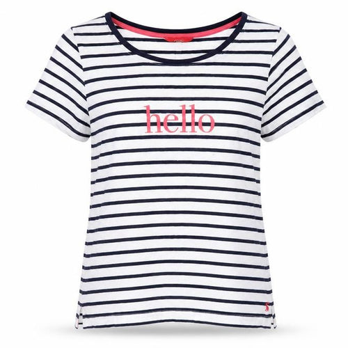 Joules Women's Striped T-Shirt, Size 8, Navy/White, Cotton