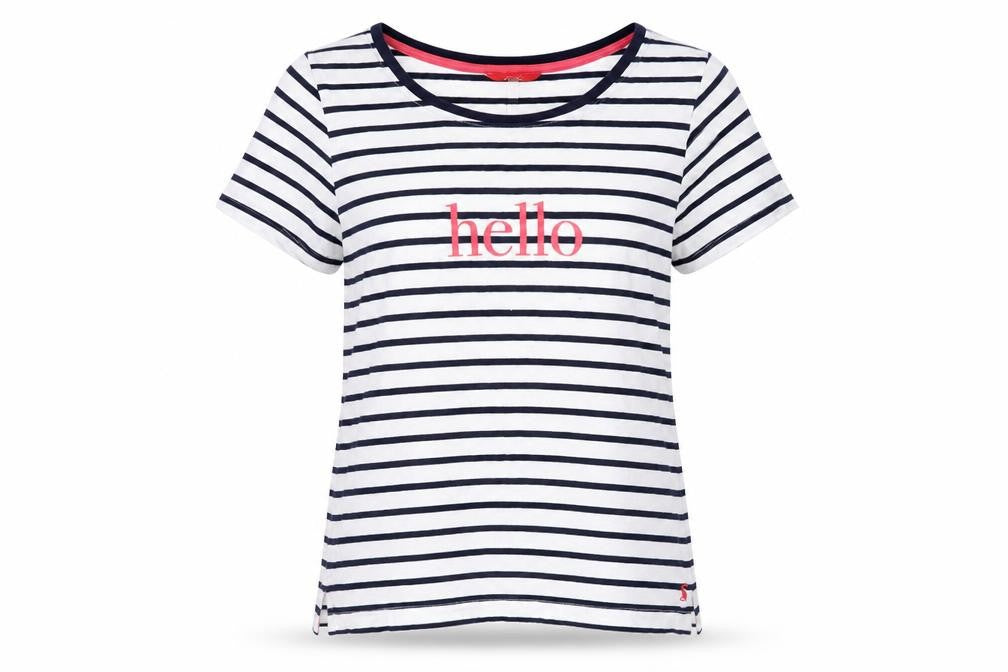 Joules Women's Striped T-Shirt, Size 8, Navy/White, Cotton