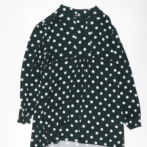 Laura Ashley Women’s Green V-Neck Polka Dot Tunic Blouse