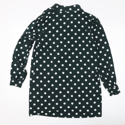 Laura Ashley Women’s Green V-Neck Polka Dot Tunic Blouse