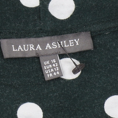 Laura Ashley Women’s Green V-Neck Polka Dot Tunic Blouse