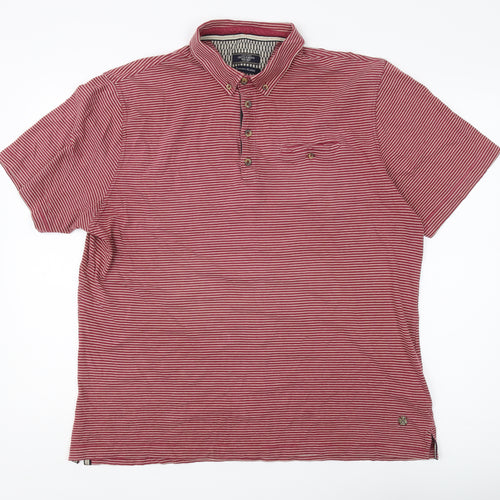 White Stuff Men's Red Striped XL Collared Polo Shirt