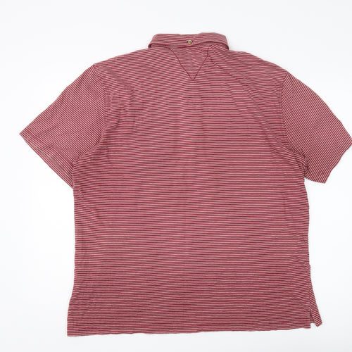 White Stuff Men's Red Striped XL Collared Polo Shirt