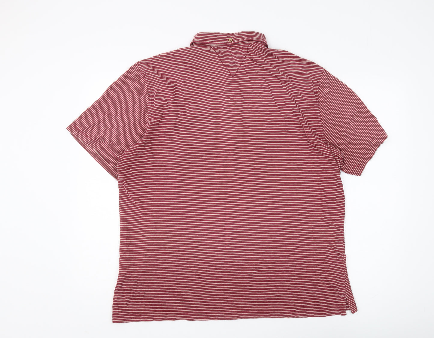 White Stuff Men's Red Striped XL Collared Polo Shirt