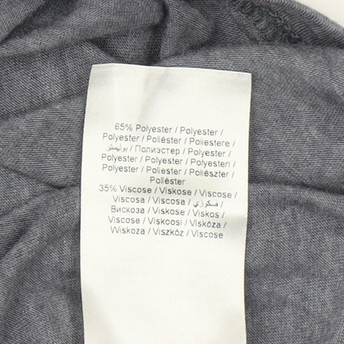 Cream Women Grey T-Shirt L High Neck Puff Sleeve