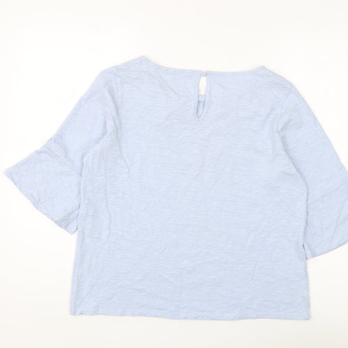 Laura Ashley Women's Blue Embroidered Blouse, Size 12