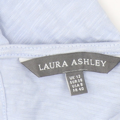 Laura Ashley Women's Blue Embroidered Blouse, Size 12