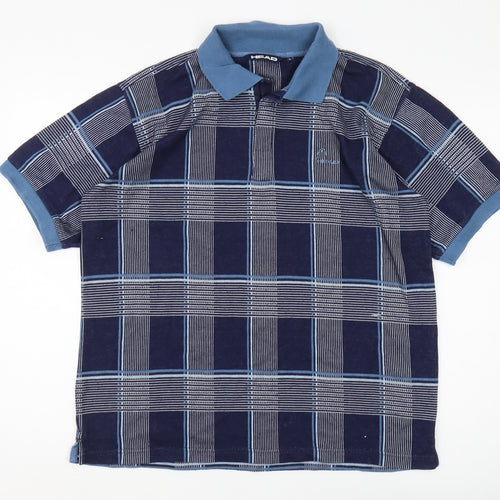 Head Men's Blue Plaid Short Sleeve Polo, Size L