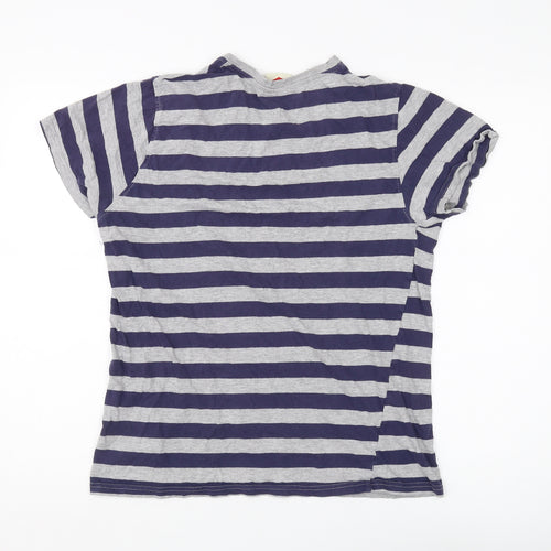 Lee Cooper Men's Grey & Blue Medium Striped T-Shirt