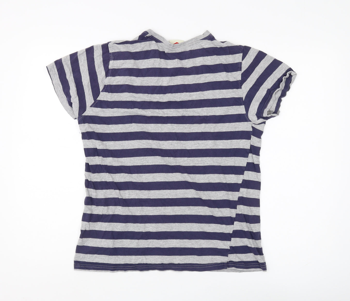 Lee Cooper Men's Grey & Blue Medium Striped T-Shirt