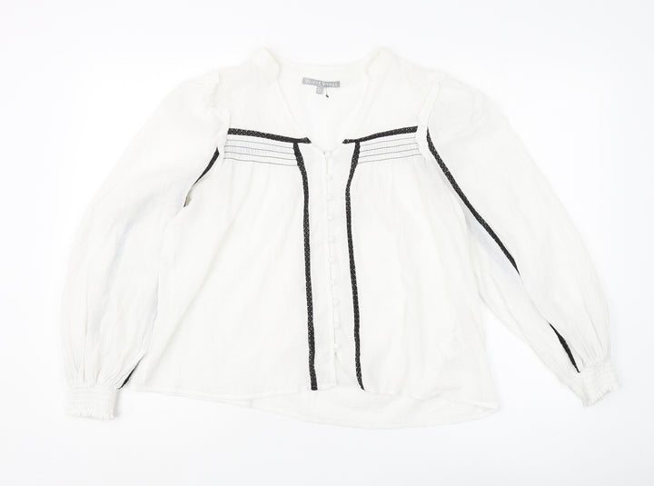Oliver Bonas Women's White Blouse with Buttons