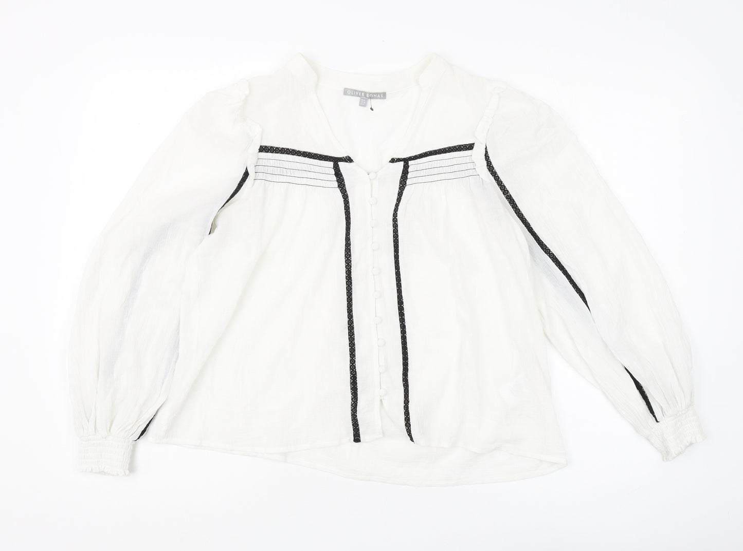 Oliver Bonas Women's White Blouse with Buttons