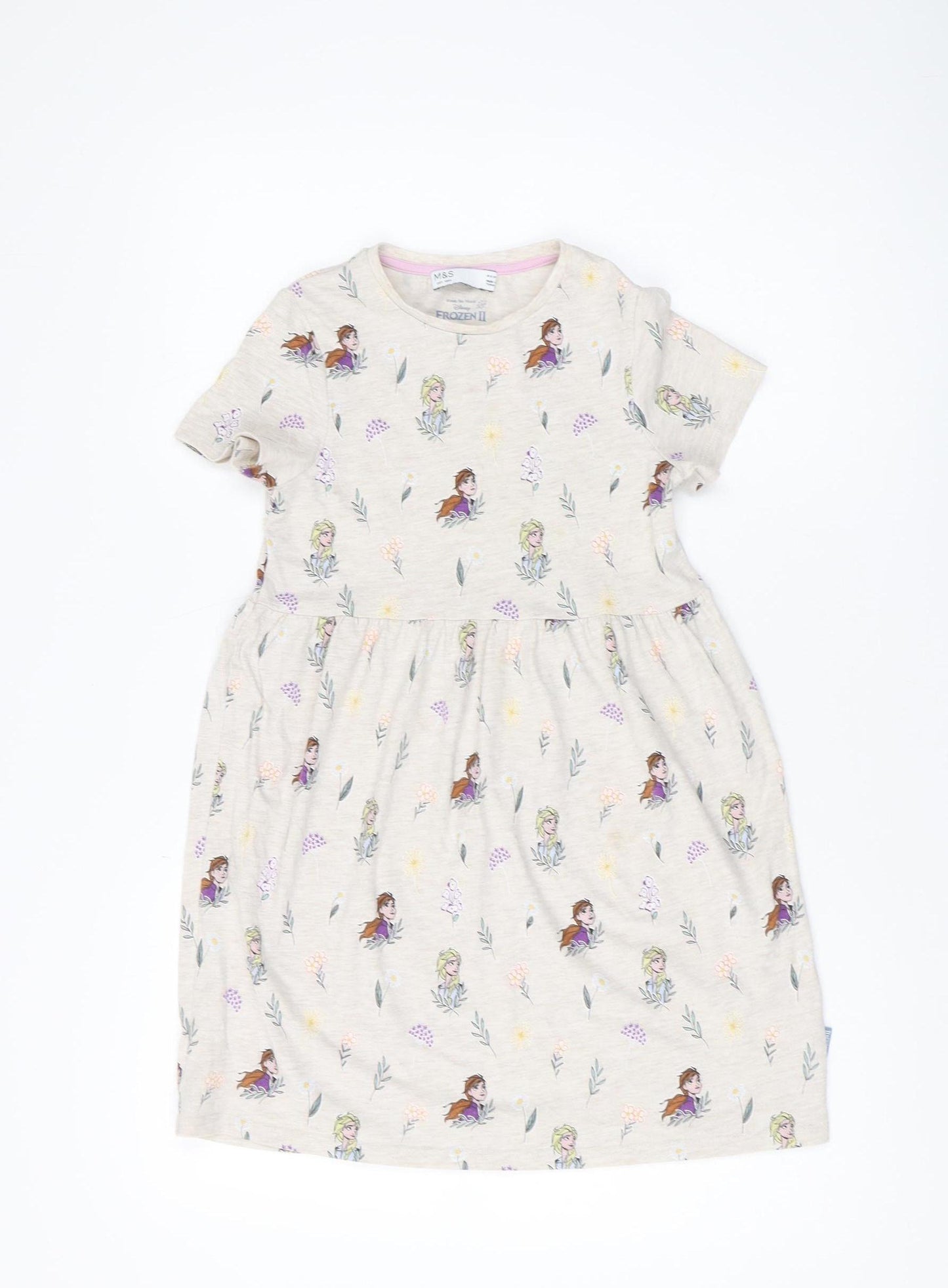 Marks and Spencer Girls Beige Frozen Dress 8-9Y A-Line