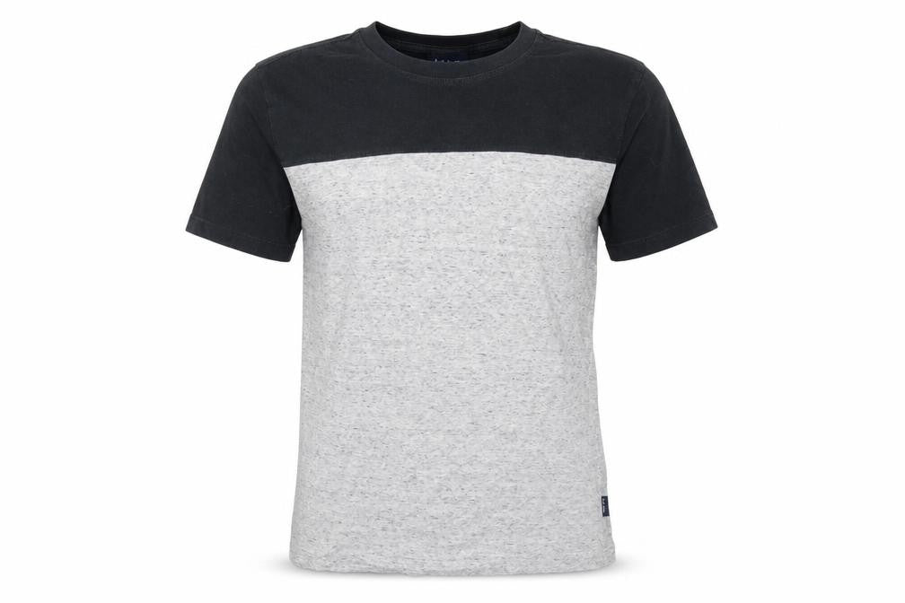 Front view of Paul Smith Men's Black/Grey Crew Neck Colourblock Tee S